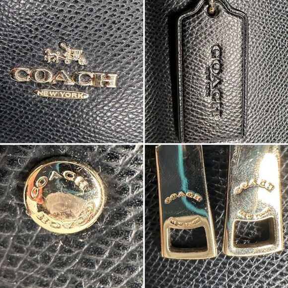 Coach Sierra Satchel Black Crossgrain Leather Dome Bag Gold Hardware Top Handle - Picture 9 of 14